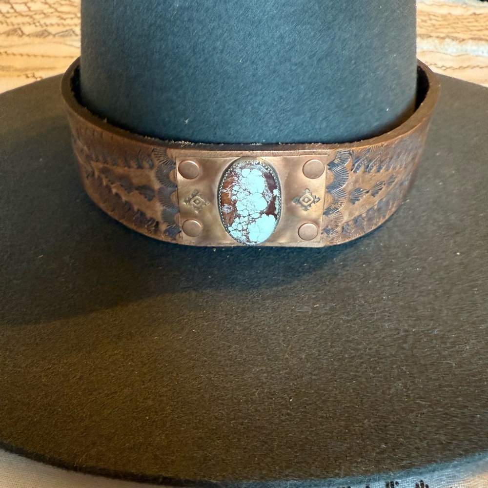 Hand tooled Leather with Wild Horse hat band